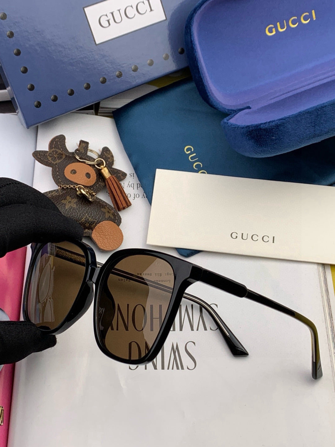 Gucci G002 Polarized Square Brown Lens Sunglasses for Men & Women - detail image 6