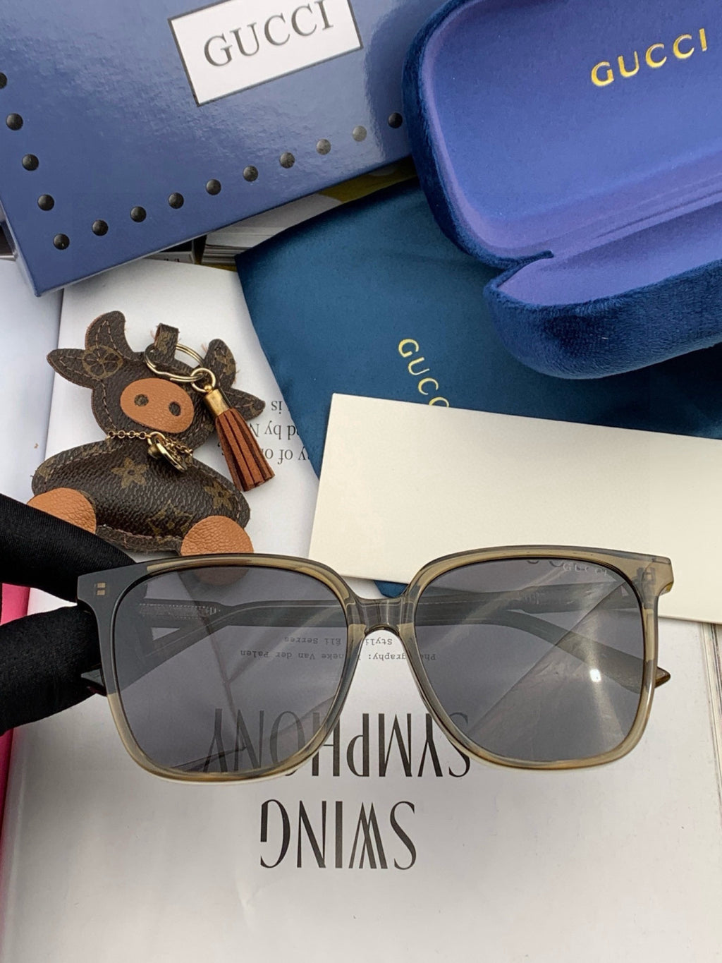 Gucci G002 Polarized Square Brown Lens Sunglasses for Men & Women