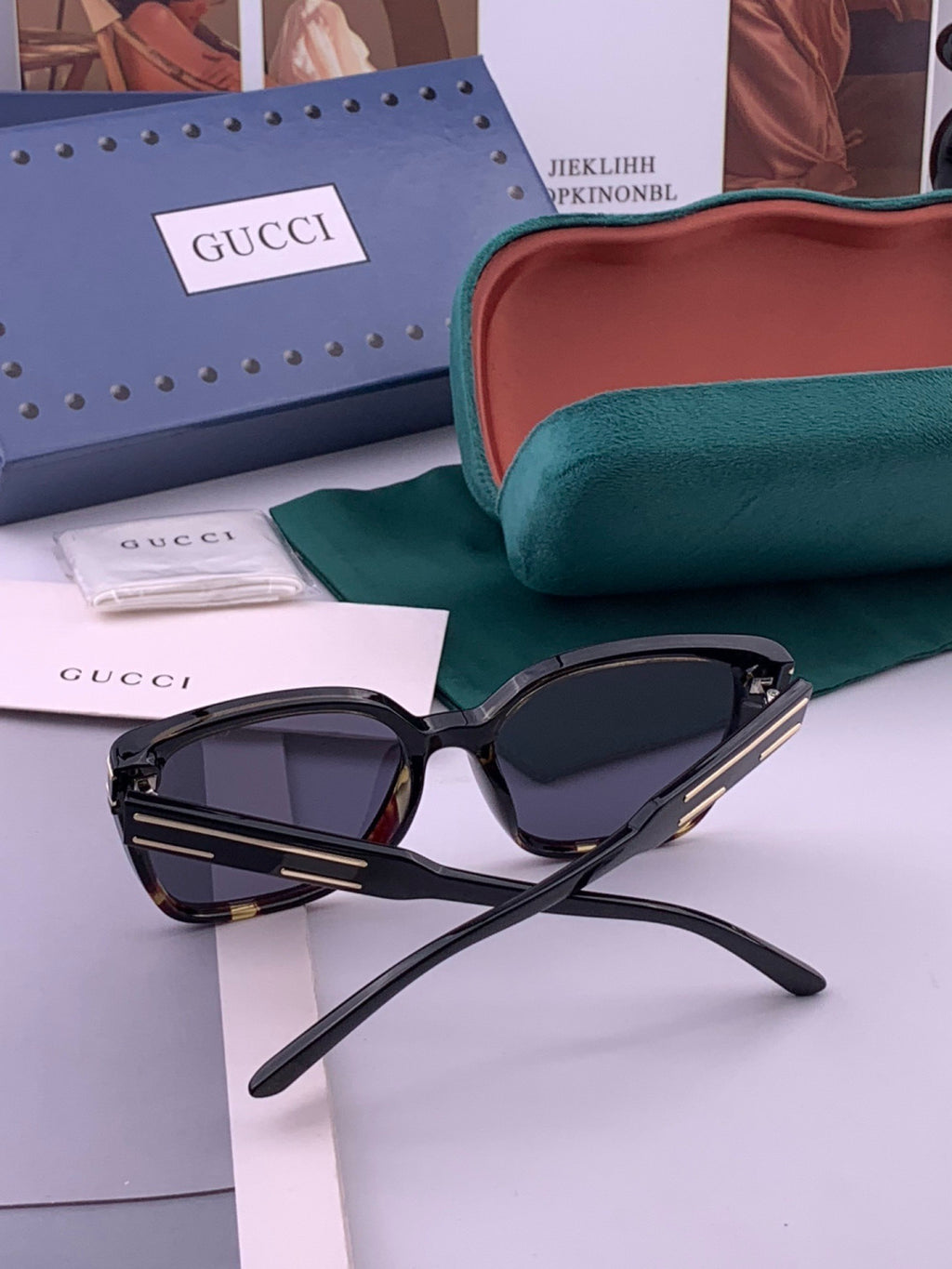 Gucci G0756 Polarized Square Black Lens Sunglasses for Men & Women - detail image 5