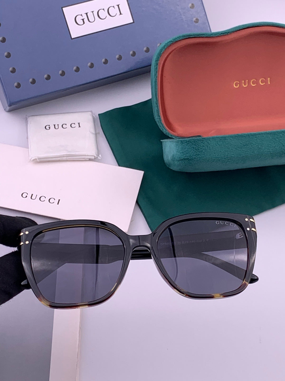 Gucci G0756 Polarized Square Black Lens Sunglasses for Men & Women