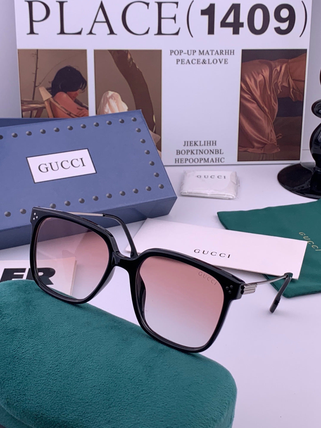 Gucci G7108 Polarized Square Brown Lens Sunglasses for Women - detail image 3