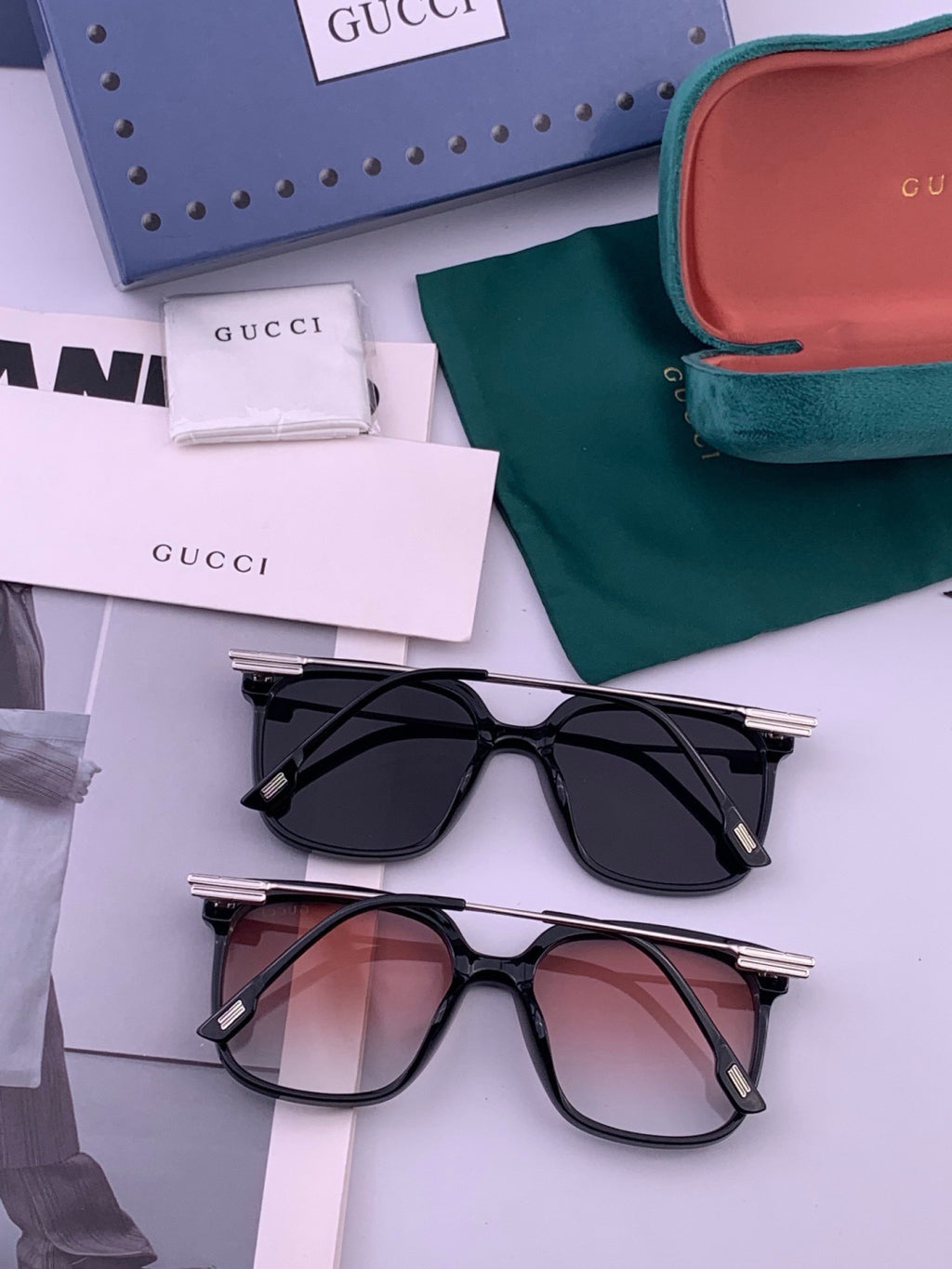 Gucci G7108 Polarized Square Brown Lens Sunglasses for Women - detail image 6