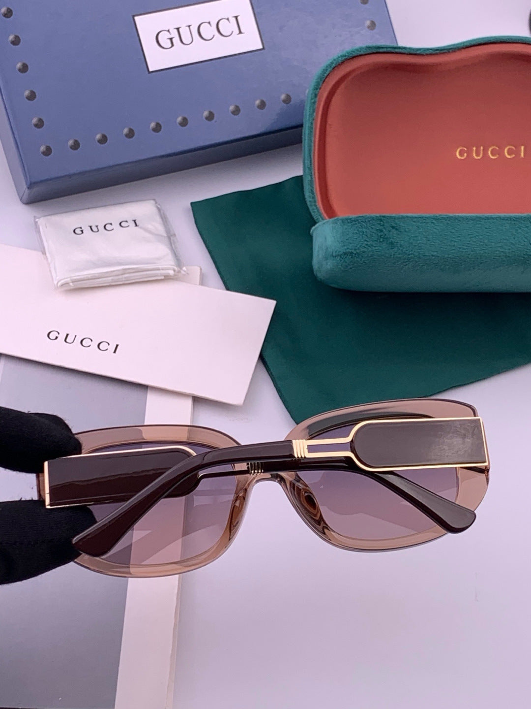 Gucci G0320 Polarized Square Black Lens Sunglasses for Women - detail image 4