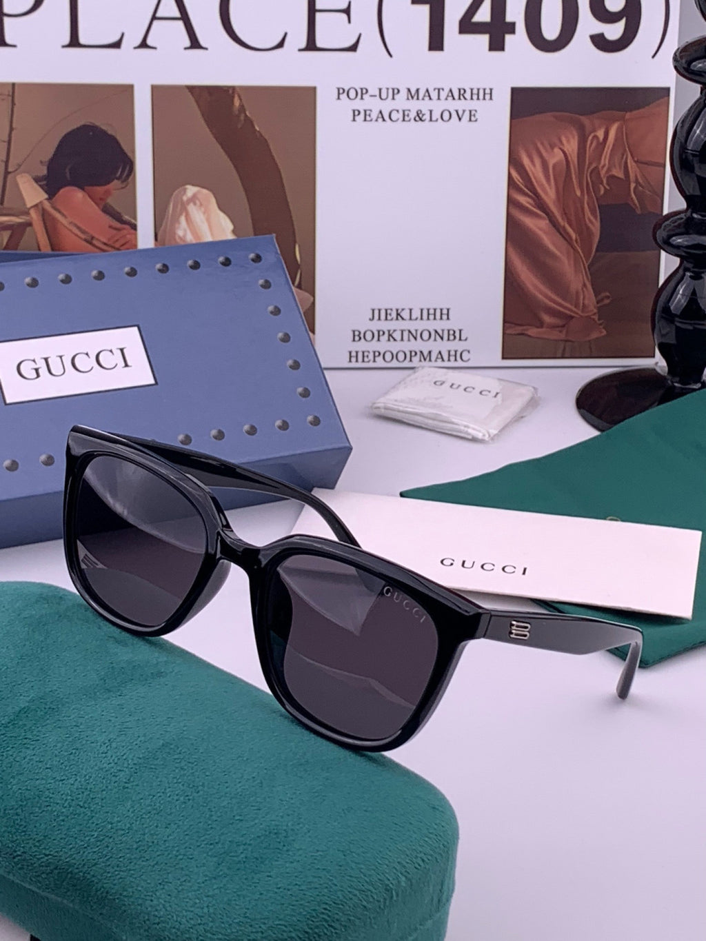 Gucci G57712 Polarized Square Gold Lens Sunglasses for Women - detail image 2