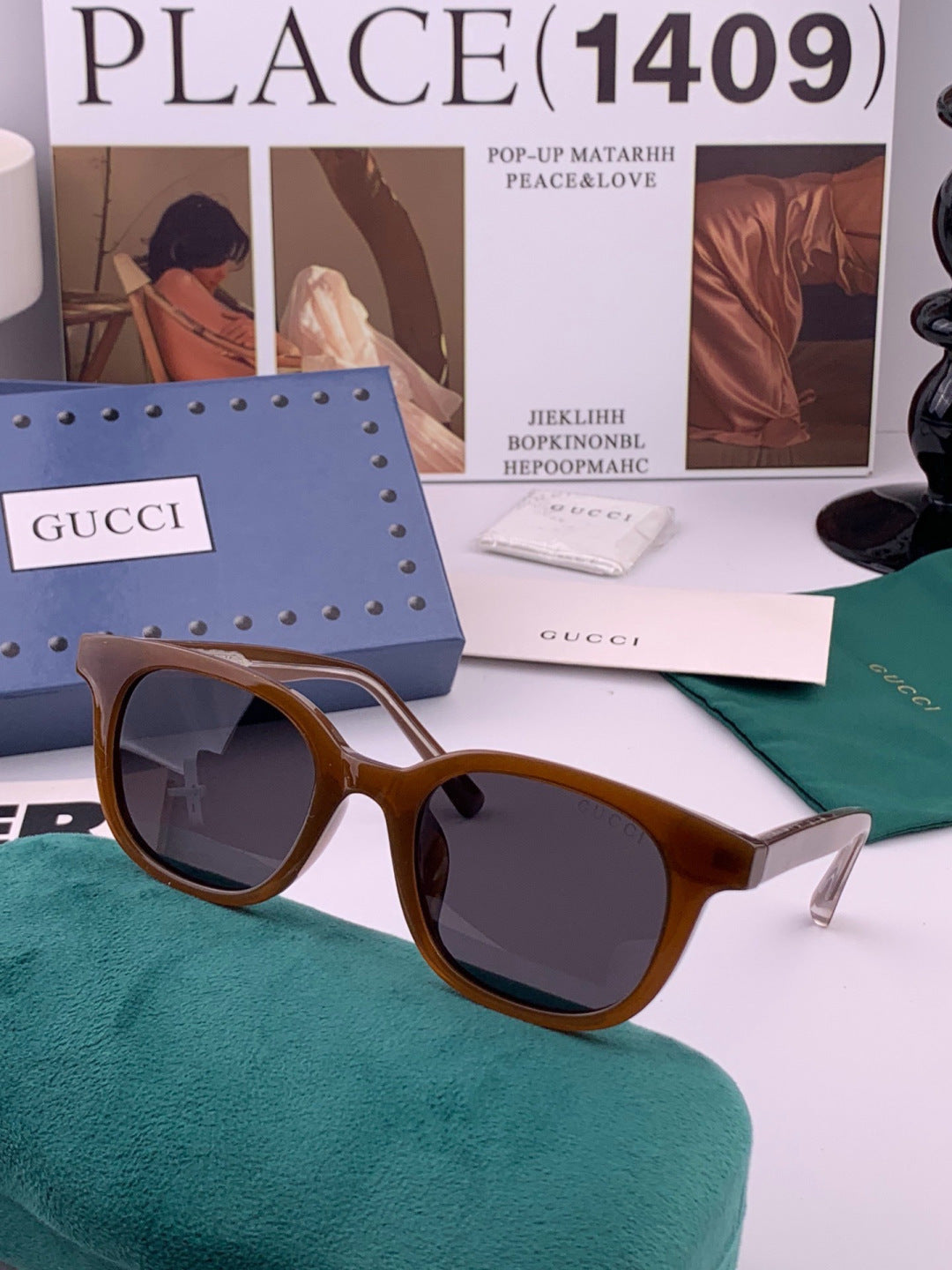 Gucci G5990 Polarized Square Gold Lens Sunglasses for Men & Women - 415080 - detail image 3
