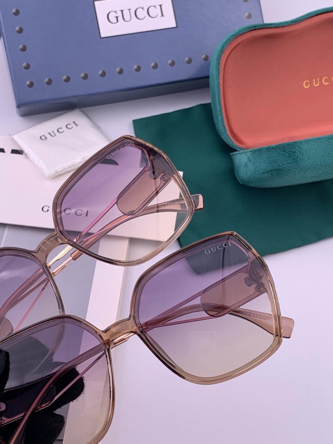 Gucci G9356 Polarized Round Blue Lens Sunglasses for Women - detail image 5