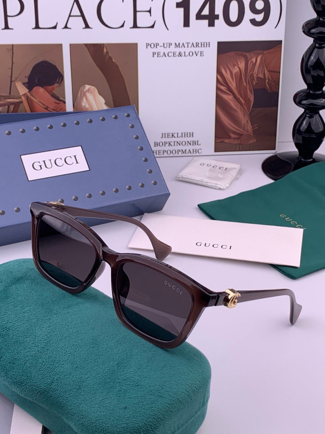 Gucci G0112 Polarized Square Black Lens Sunglasses for Women
