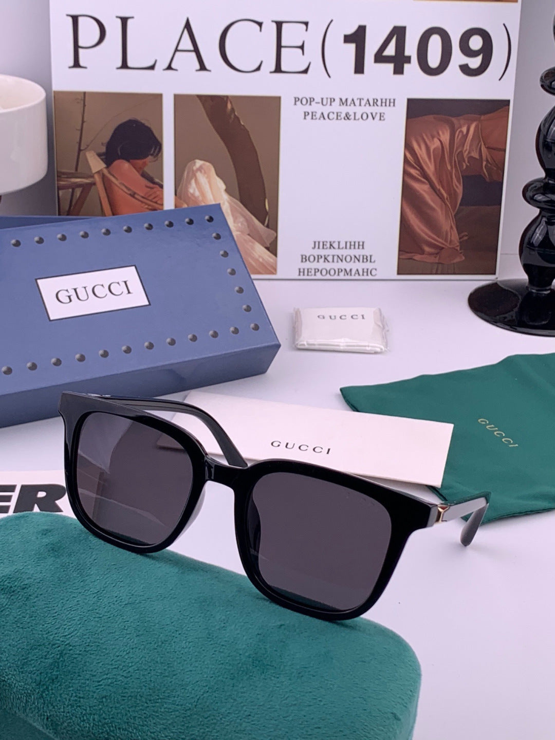 Gucci G4613 Polarized Square Black Lens Sunglasses for Women - 415089