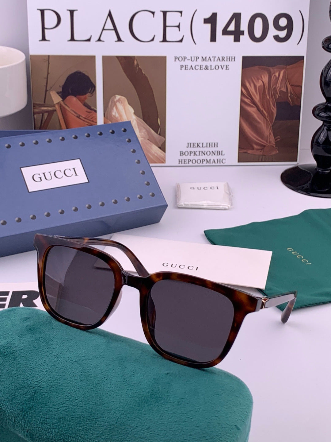 Gucci G4613 Polarized Square Black Lens Sunglasses for Women - 415089 - detail image 2
