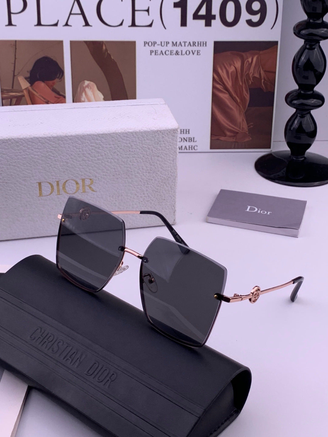 Dior CD7371 Lightweight Rimless Black Lens Sunglasses for Women - 415429 - detail image 2