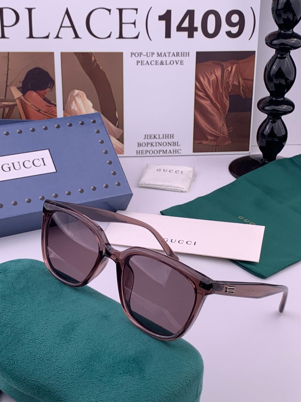 Gucci G57712 Polarized Square Red Lens Sunglasses for Women - 415090 - detail image 2