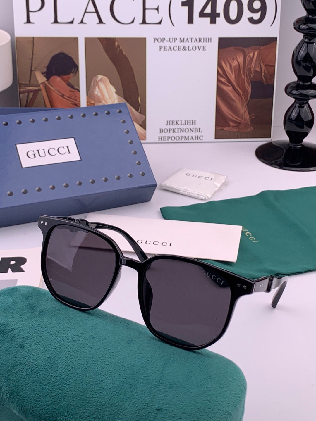 Gucci G0613 Polarized Square Black Lens Sunglasses for Women - 415093 - detail image 3