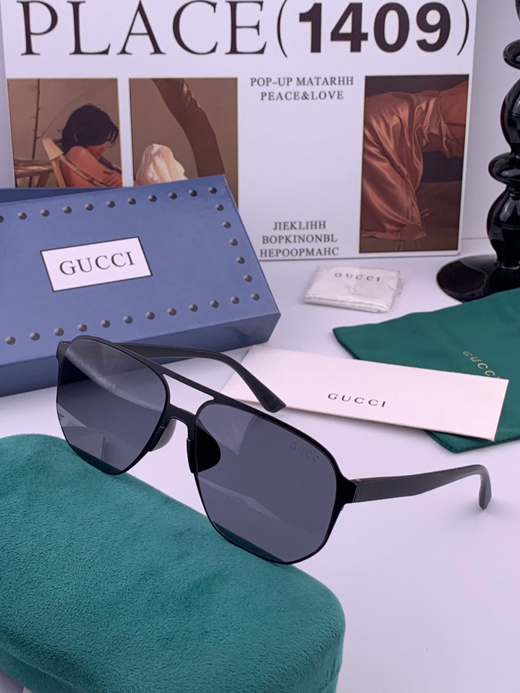 Gucci G1225 Polarized Aviator Gold Lens Sunglasses for Men - detail image 2