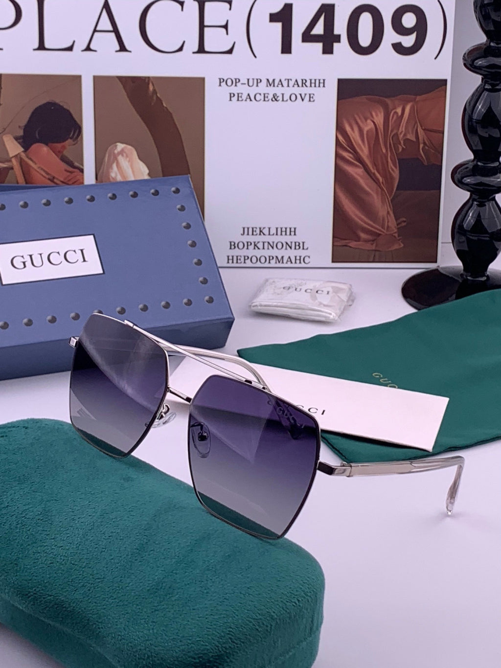 Gucci G5803 Polarized Aviator Black Lens Sunglasses for Men - 415066 - detail image 2
