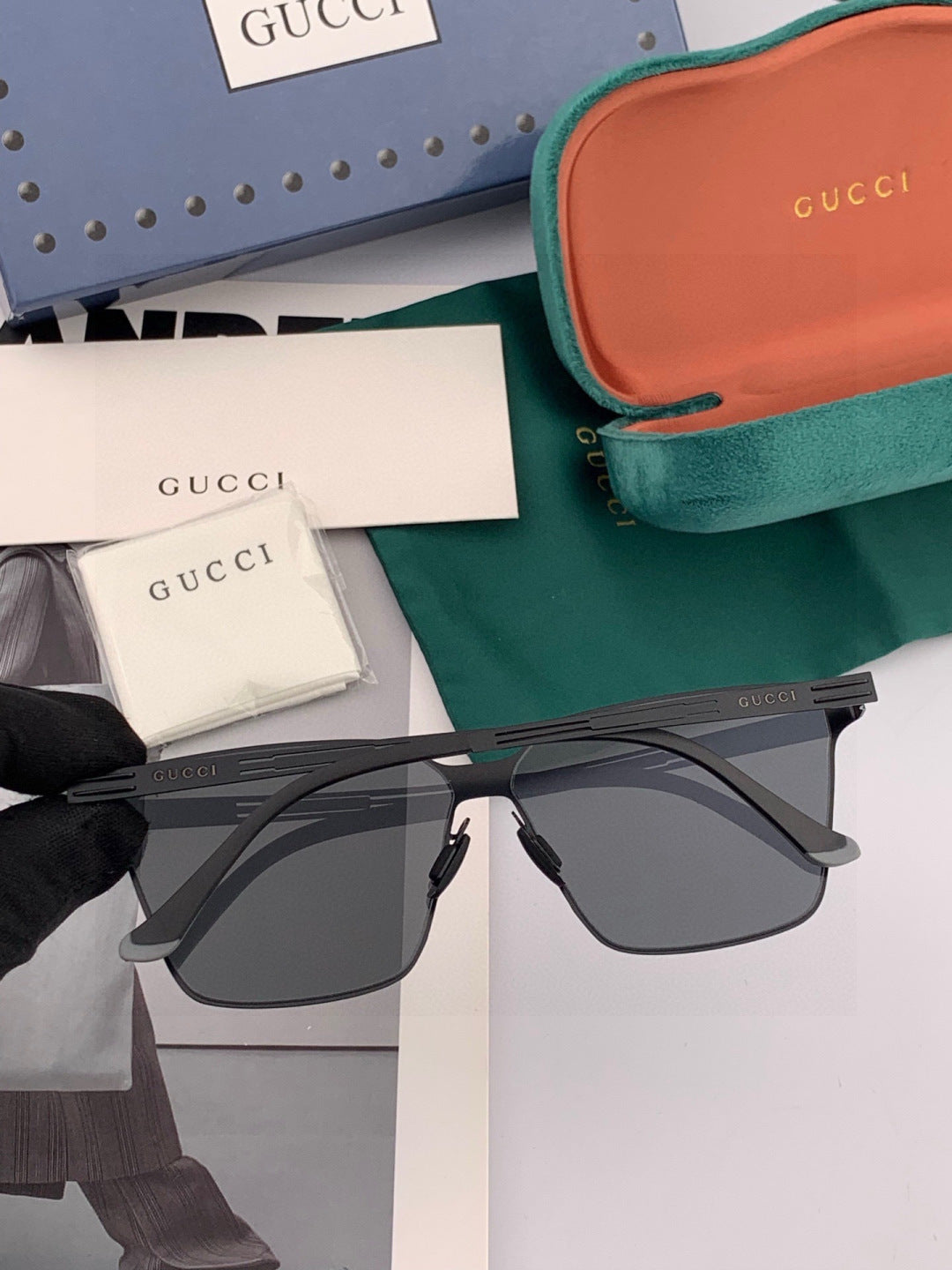 Gucci G9225 Polarized Aviator Gold Lens Sunglasses for Men - 415069 - detail image 6