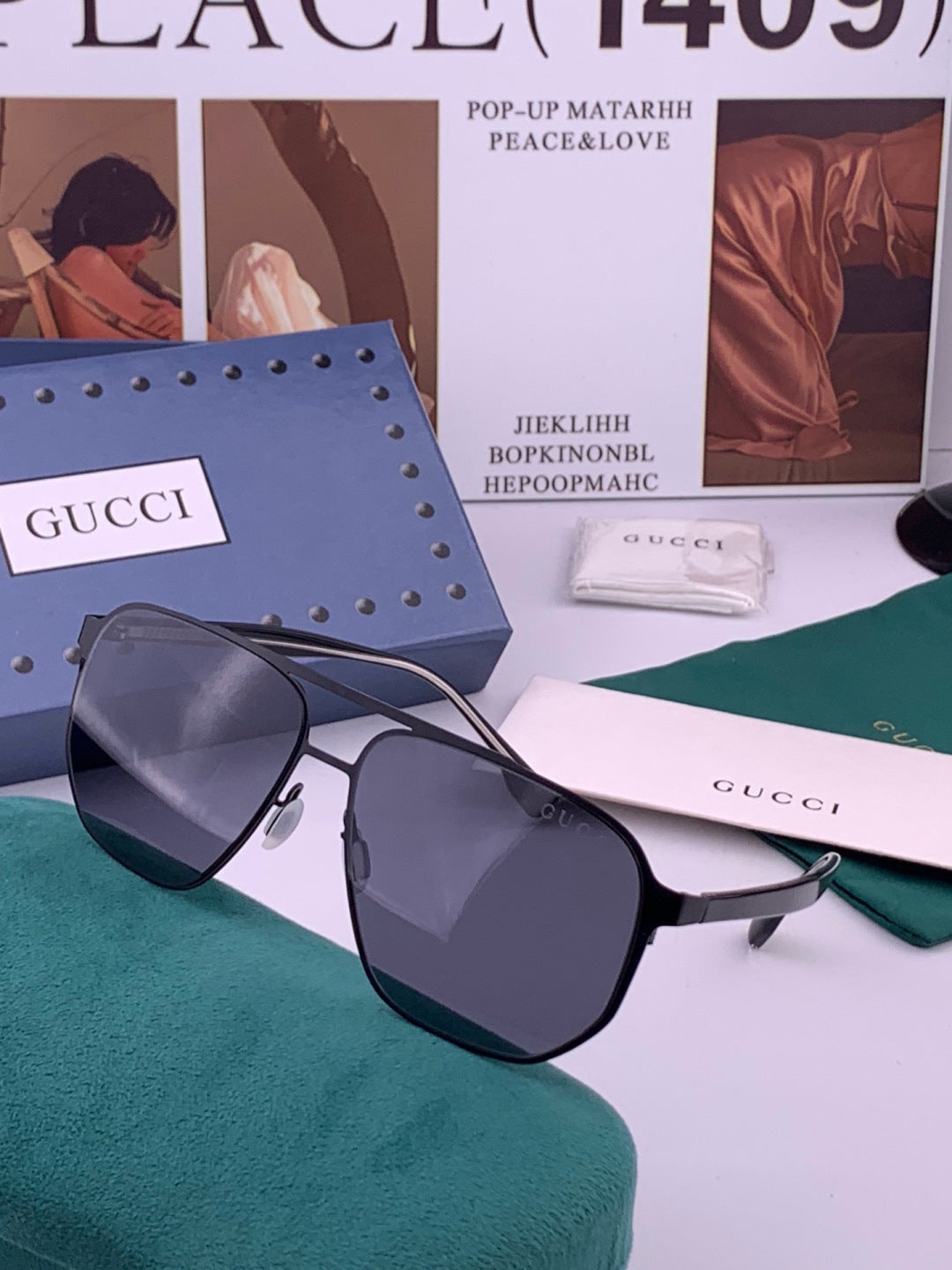 Gucci G3380 Polarized Aviator Gold Lens Sunglasses for Men - 415075 - detail image 2