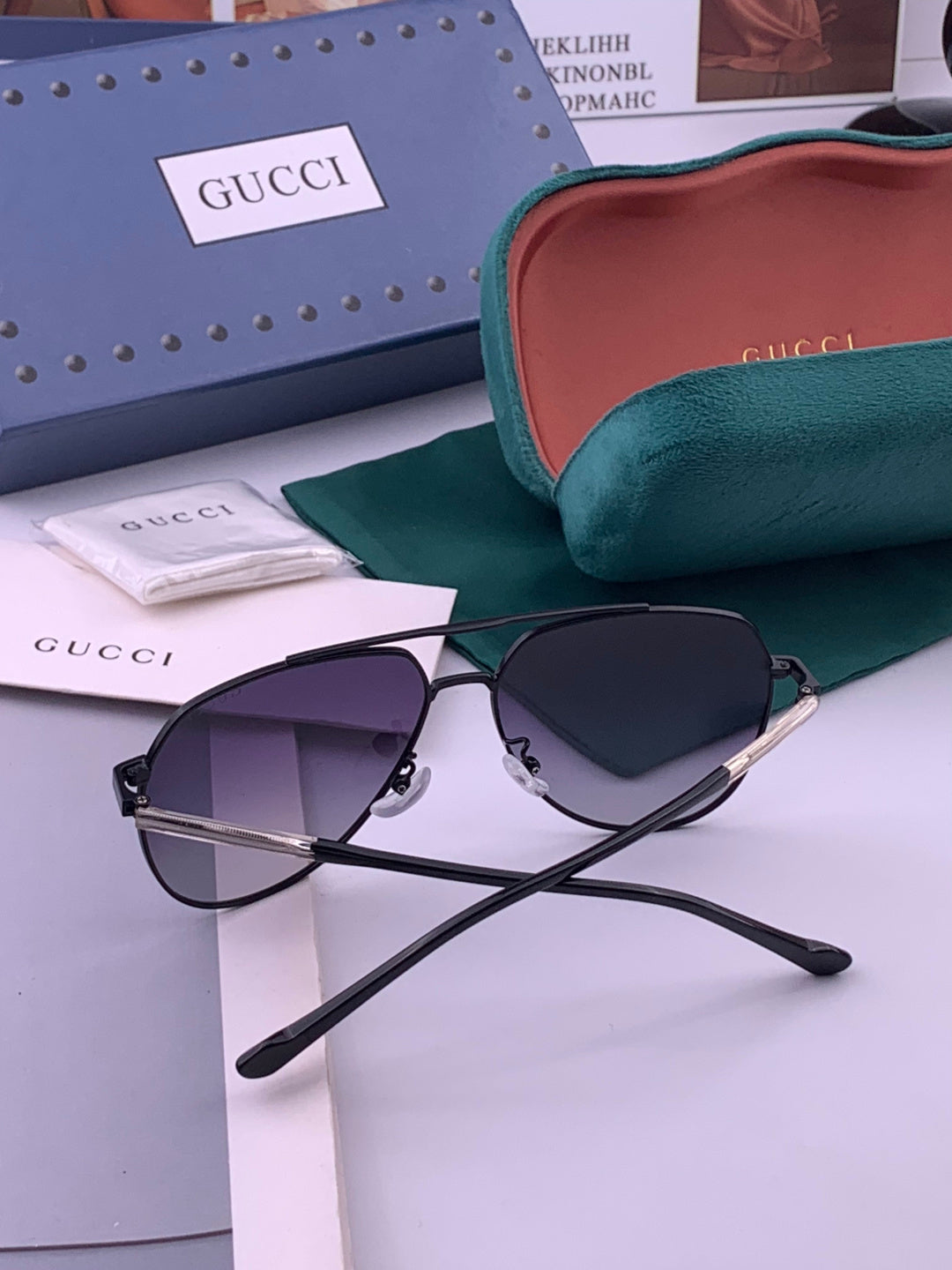 Gucci 5327 Polarized Aviator Gold Lens Sunglasses for Men & Women - 415044 - detail image 7