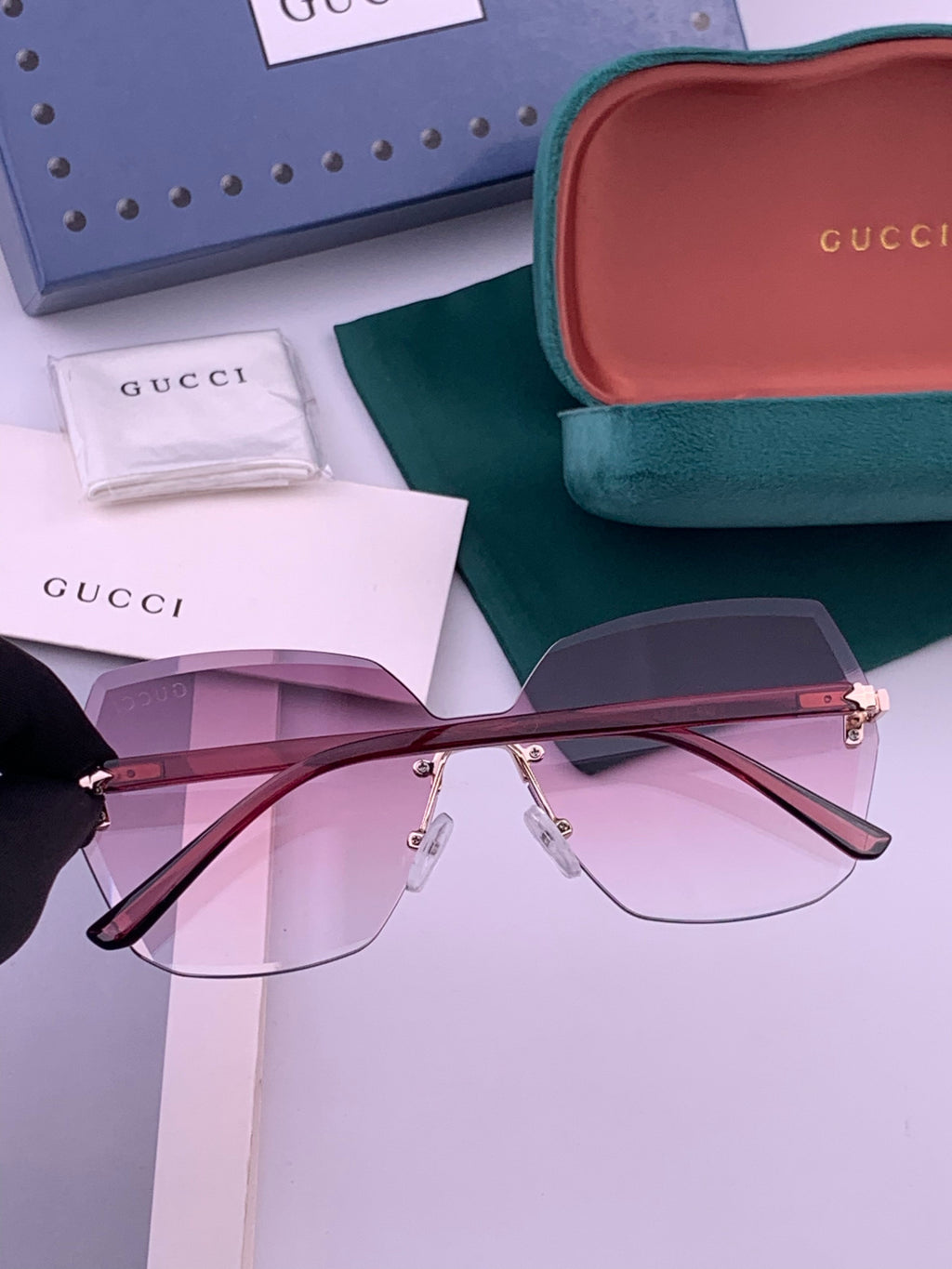 Gucci G8212 Polarized Rimless Black Lens Sunglasses for Men & Women - 415052 - detail image 4