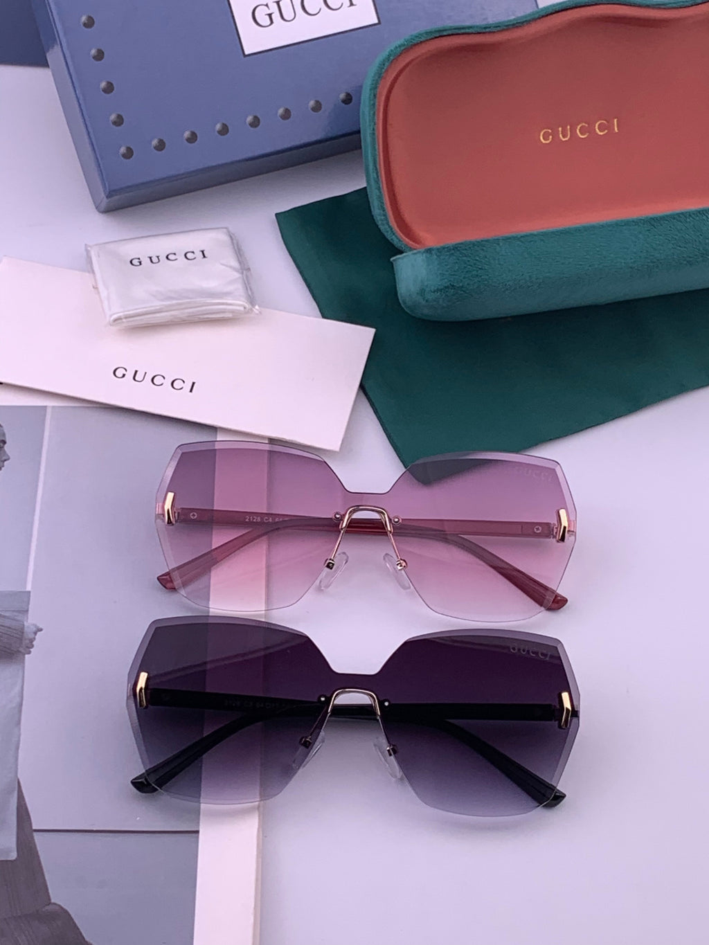 Gucci G8212 Polarized Rimless Black Lens Sunglasses for Men & Women - 415052 - detail image 7