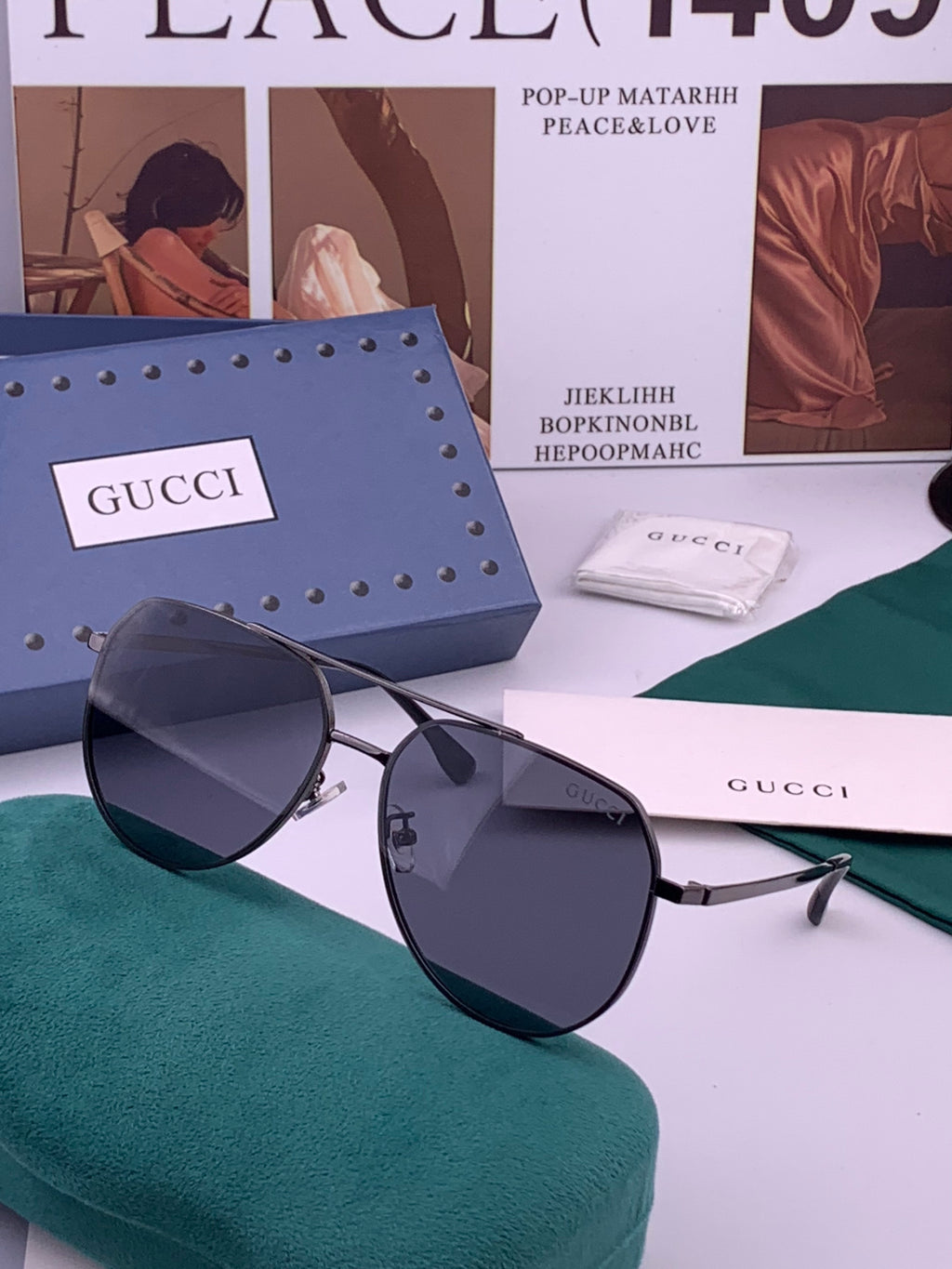 Gucci G9225 Polarized Aviator Gold Lens Sunglasses for Men - 415014 - detail image 2
