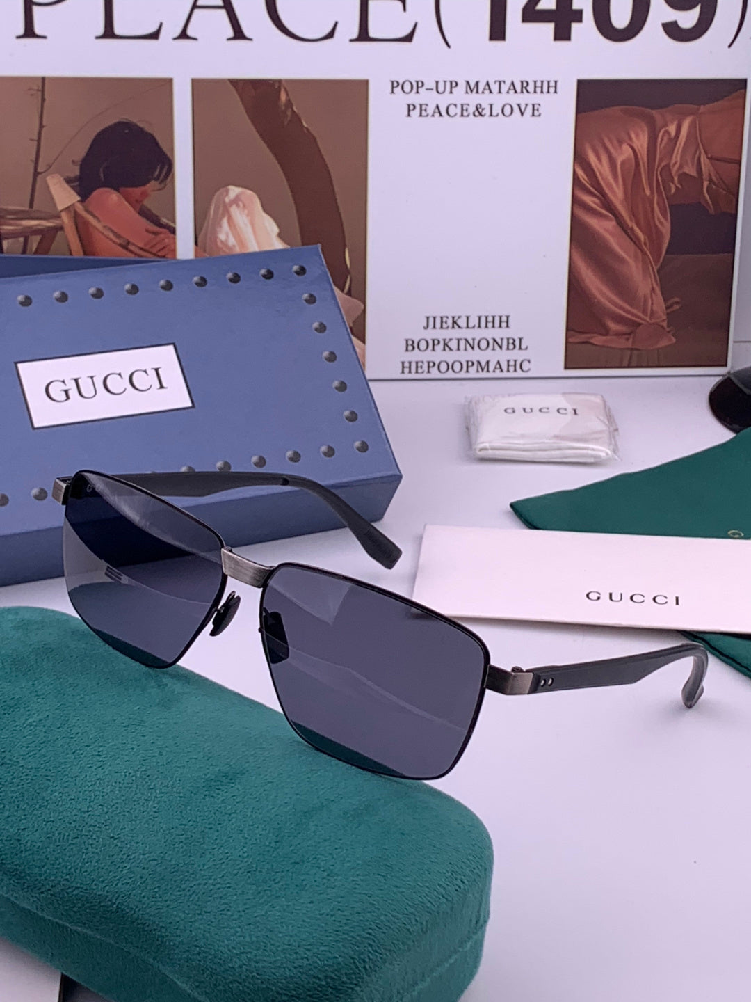 Gucci G7226 Polarized Aviator Gold Lens Sunglasses for Men - detail image 2