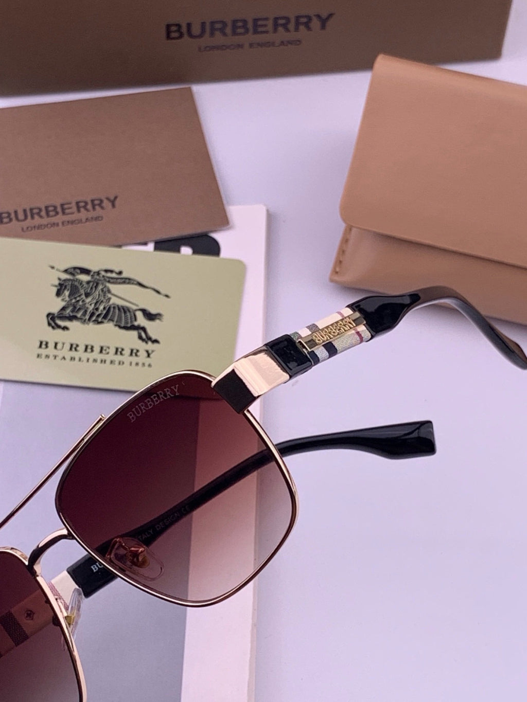 Burberry B201 Aviator Black Lens Sunglasses for Men - 432451 - detail image 3
