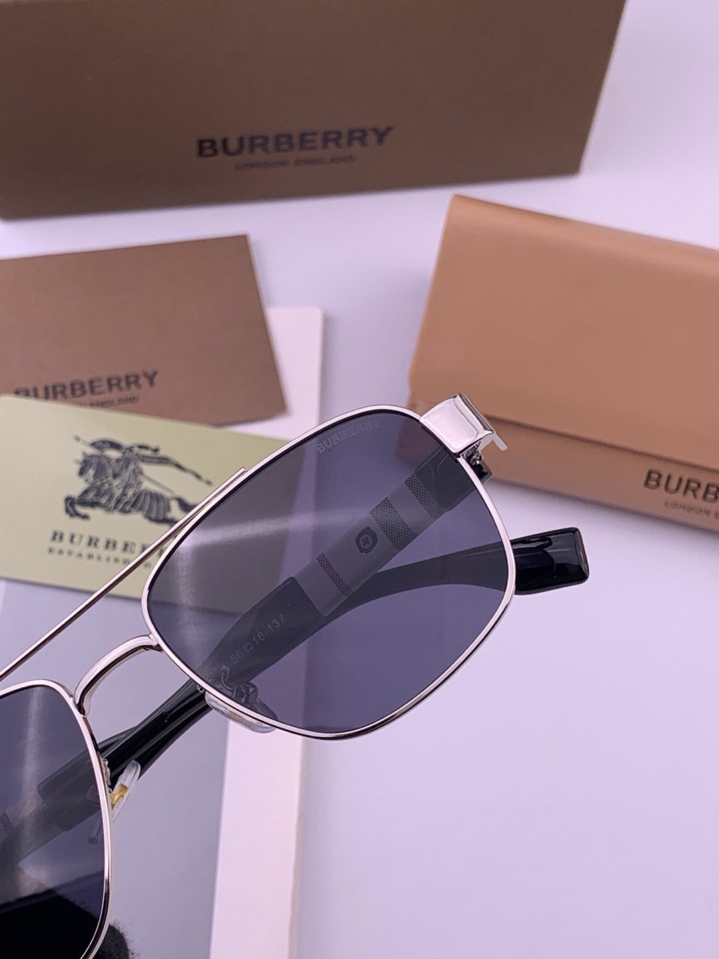 Burberry B201 Aviator Blue Lens Sunglasses for Men - 432453 - detail image 4