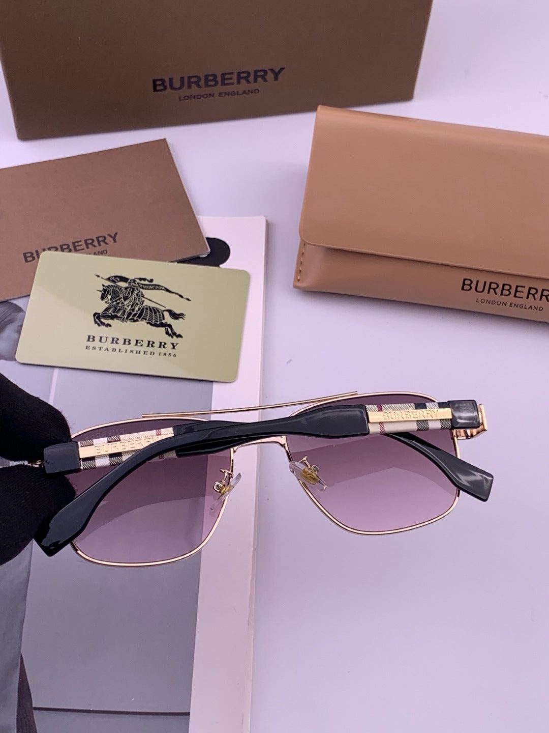 Burberry B201 Aviator Purple Lens Sunglasses for Men - 432454 - detail image 3