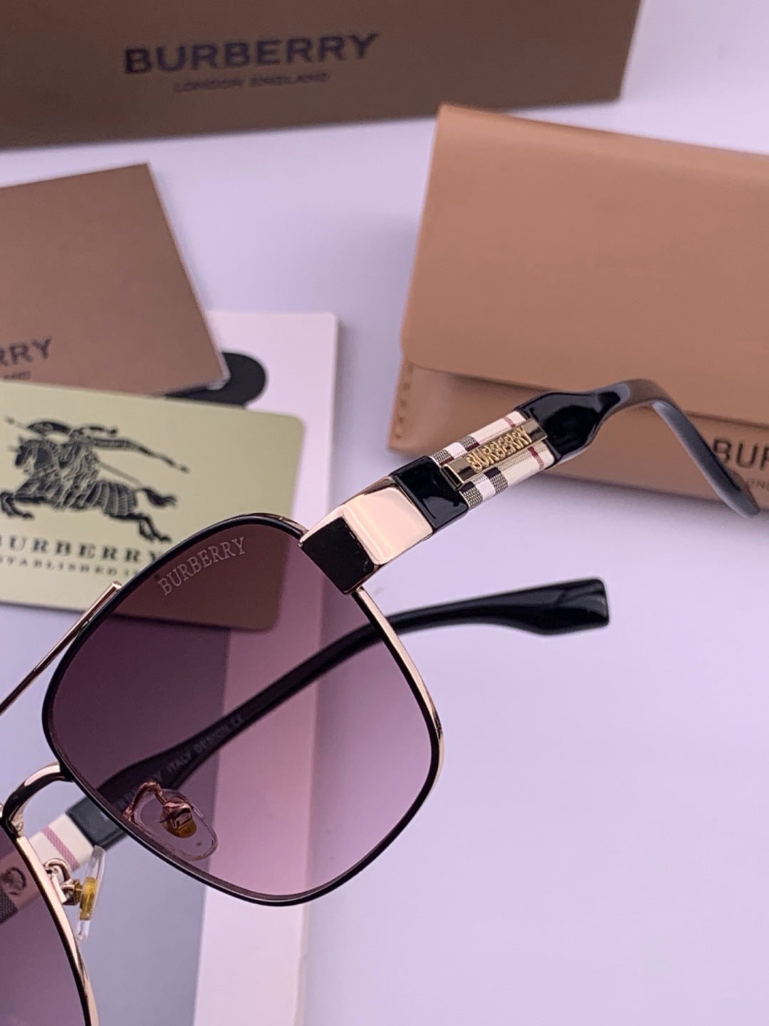 Burberry B201 Aviator Purple Lens Sunglasses for Men - 432454