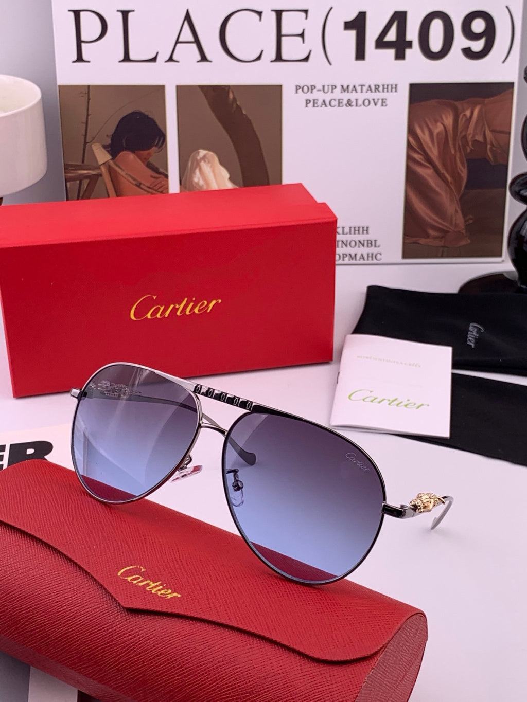 Cartier K41758 Fashion Red Lens Sunglasses for Men & Women - 432217
