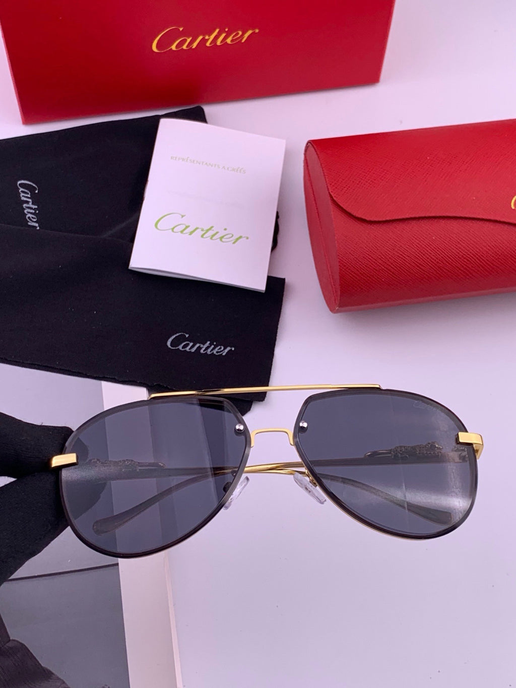 Cartier K21758 Fashion Black Lens Sunglasses for Men & Women - 432219
