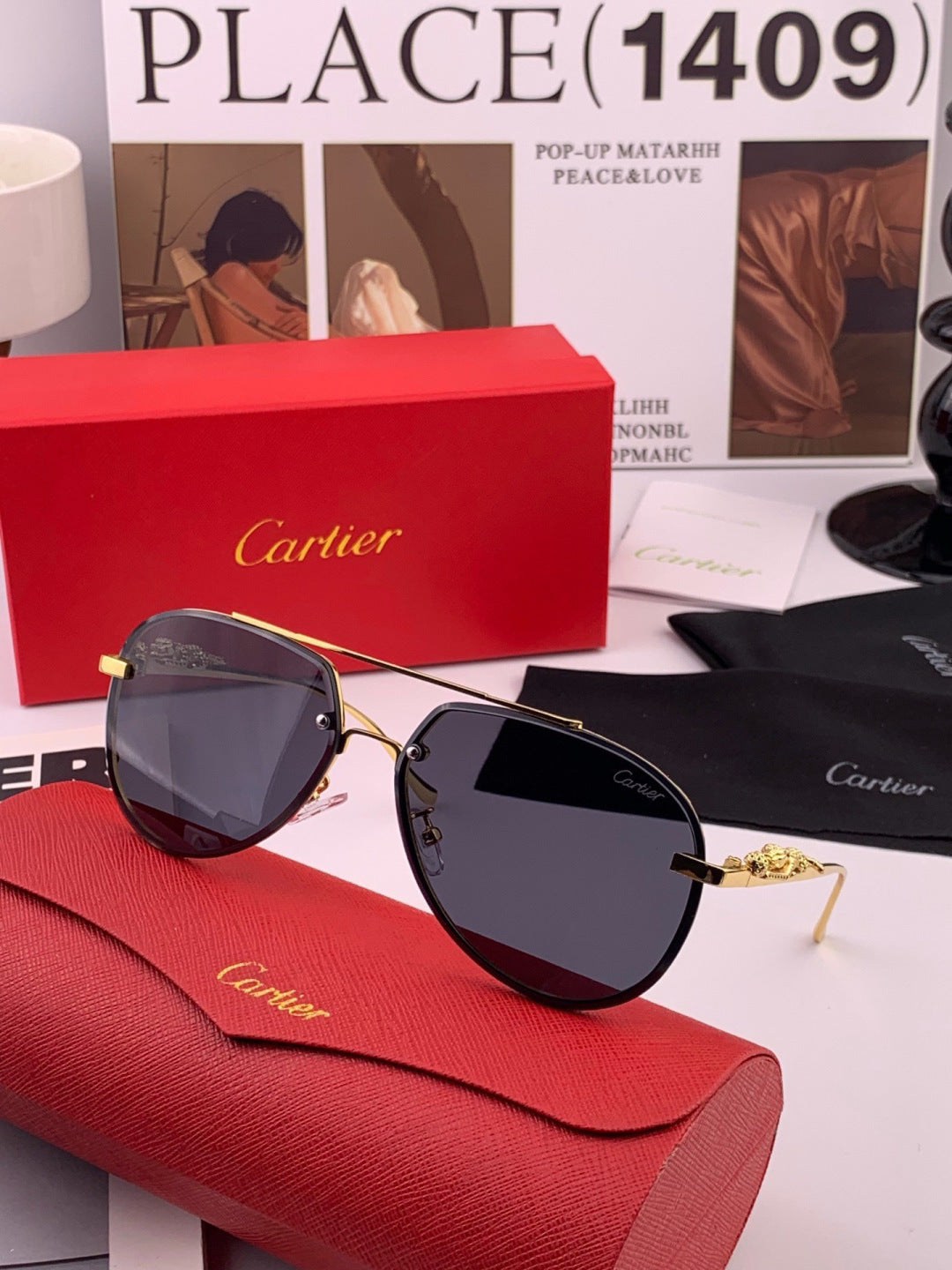 Cartier K21758 Fashion Black Lens Sunglasses for Men & Women - 432219 - detail image 6