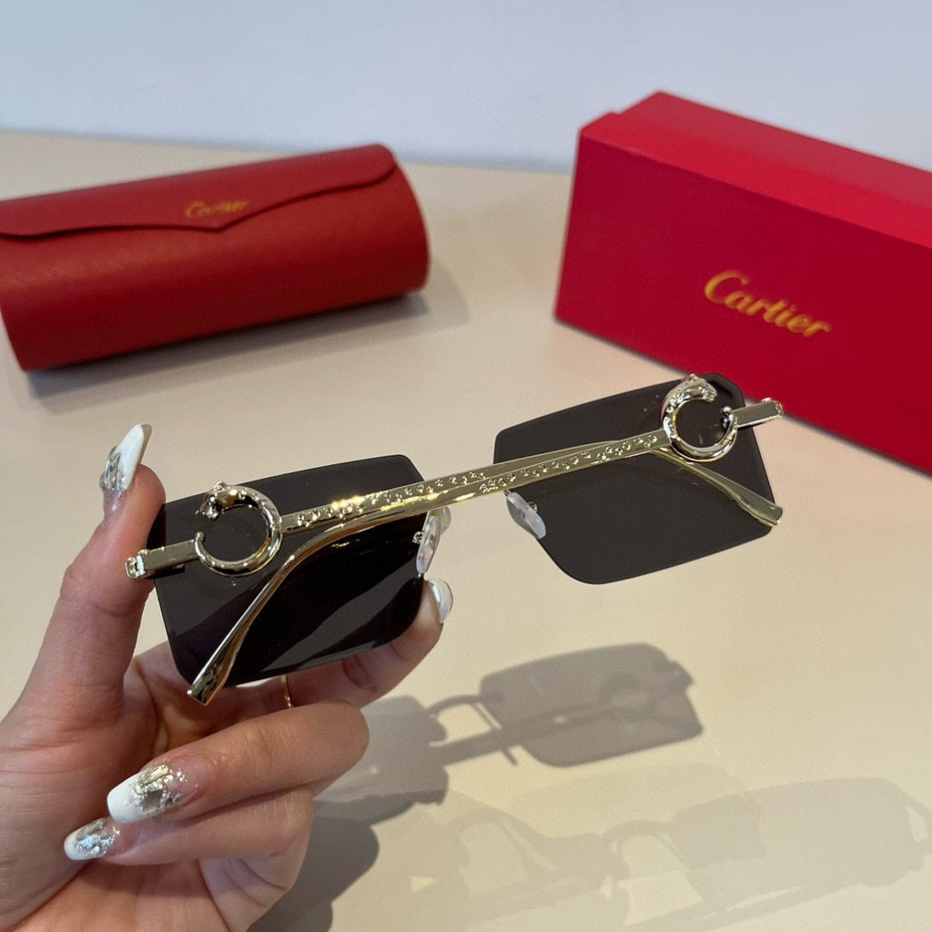 Cartier Lightweight Metal Rimless Silver Lens Sunglasses for Men & Wo - 465773 - detail image 5