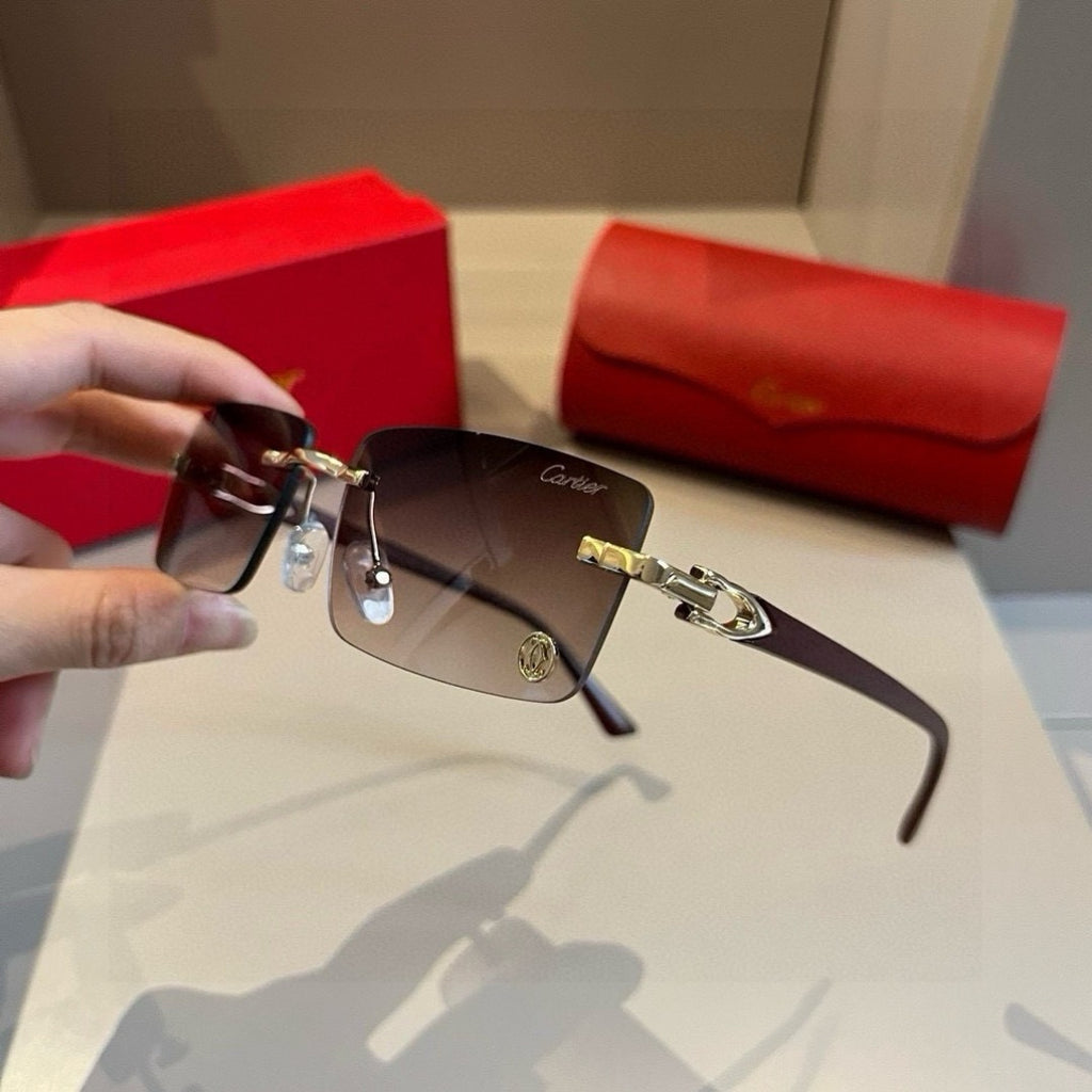 Cartier Lightweight Metal Rimless Brown Lens Sunglasses for Men & Wom - 432207 - detail image 4