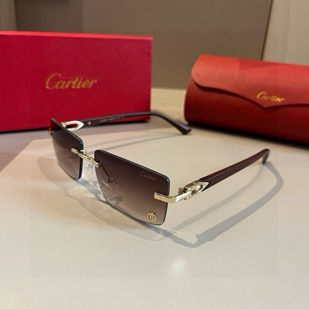 Cartier Lightweight Metal Rimless Brown Lens Sunglasses for Men & Wom - 432207 - detail image 3