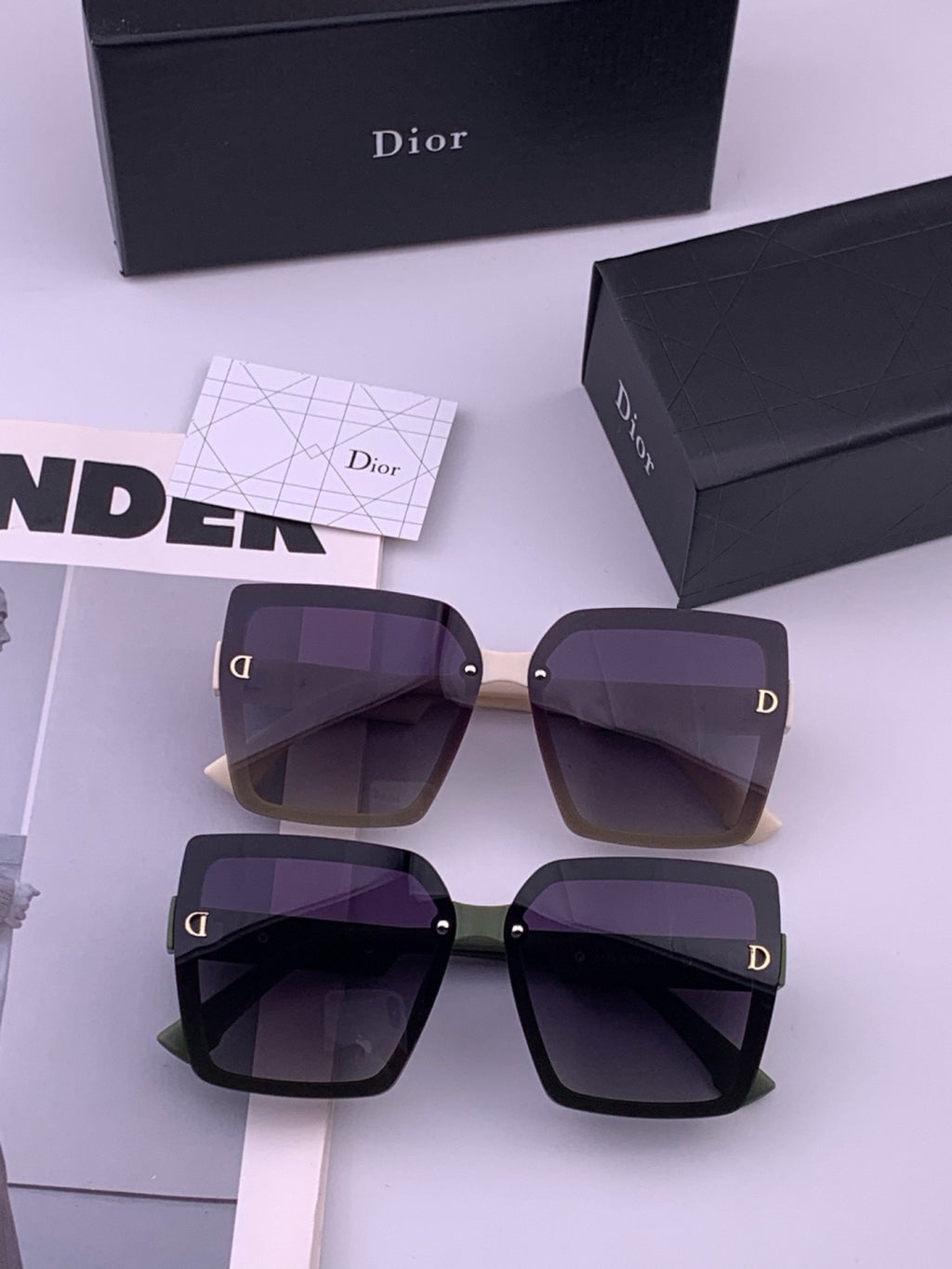 Dior CD2590 Polarized Square Black Lens Sunglasses for Women - 431711 - detail image 8