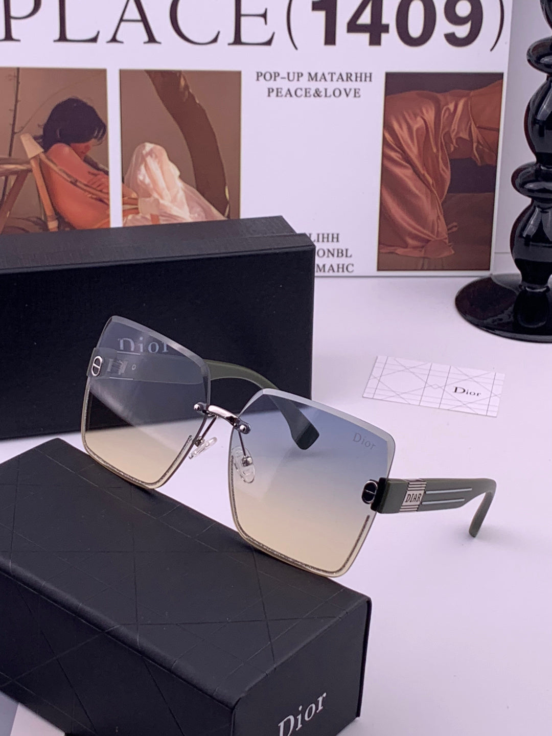 Dior D7771 Square Gold Lens Sunglasses for Men & Women - 431713 - detail image 2