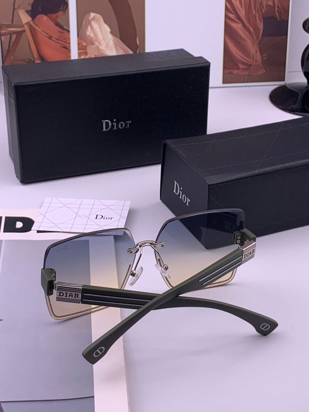 Dior D7771 Square Gold Lens Sunglasses for Men & Women - 431713 - detail image 7