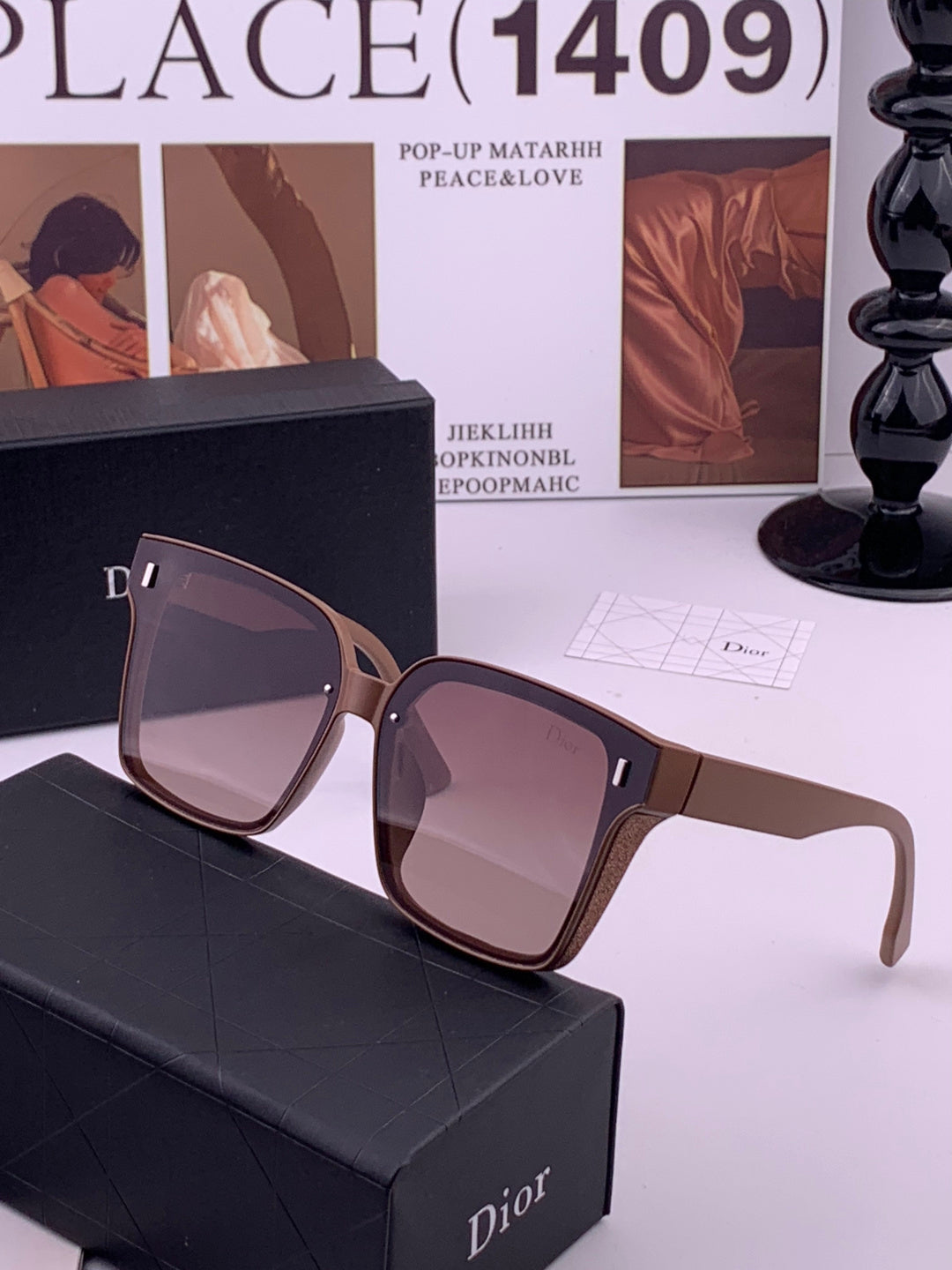 Dior CD883 Polarized Square Gold Lens Sunglasses for Women - 431715 - detail image 2