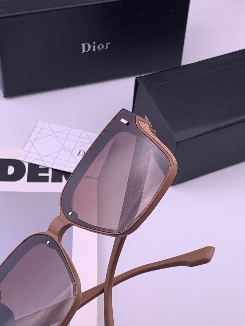 Dior CD883 Polarized Square Gold Lens Sunglasses for Women - 431715 - detail image 5
