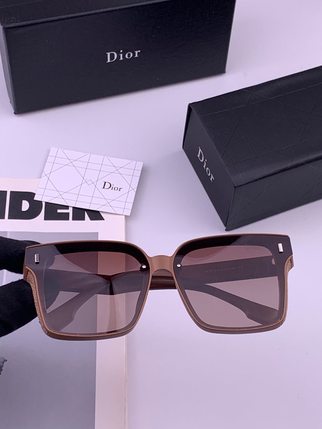 Dior CD883 Polarized Square Gold Lens Sunglasses for Women - 431715