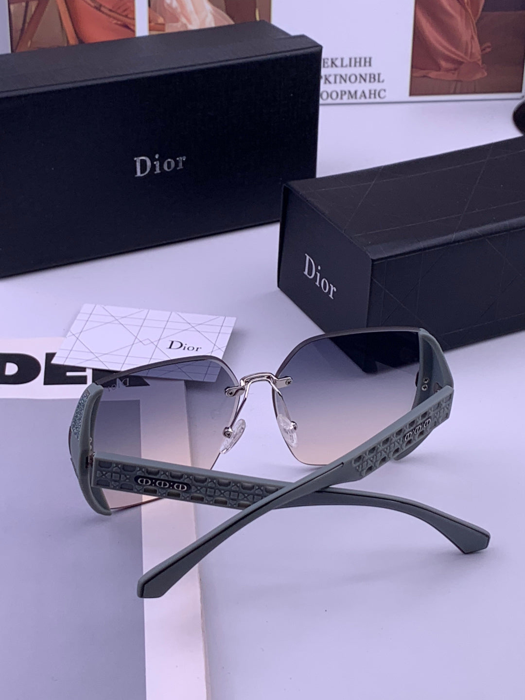 Dior CD5296 Square Gold Lens Sunglasses for Women - 431699 - detail image 7