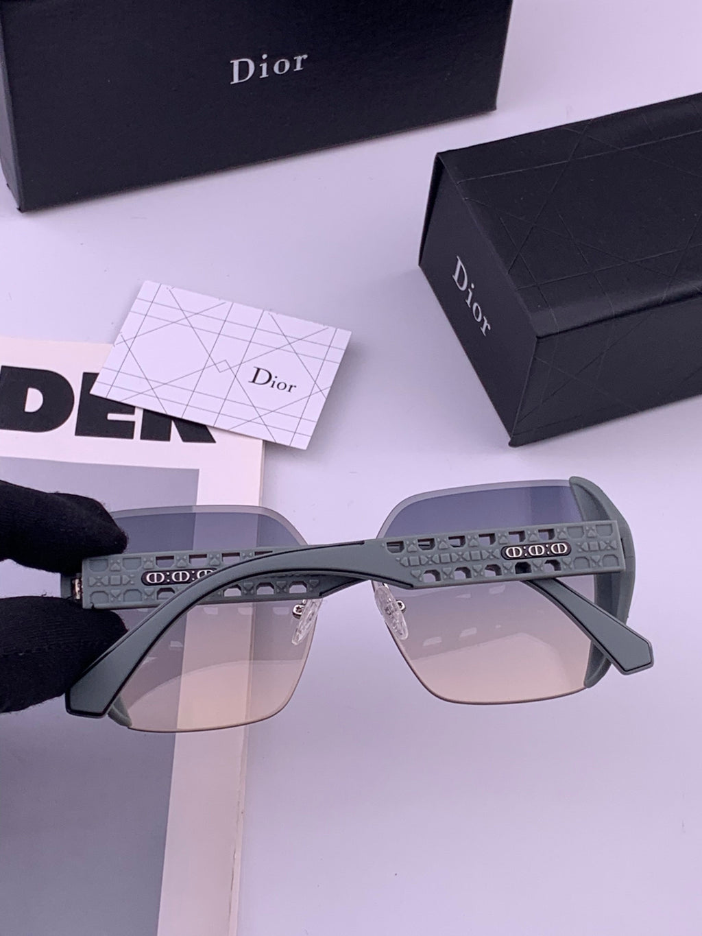 Dior CD5296 Square Gold Lens Sunglasses for Women - 431699 - detail image 6