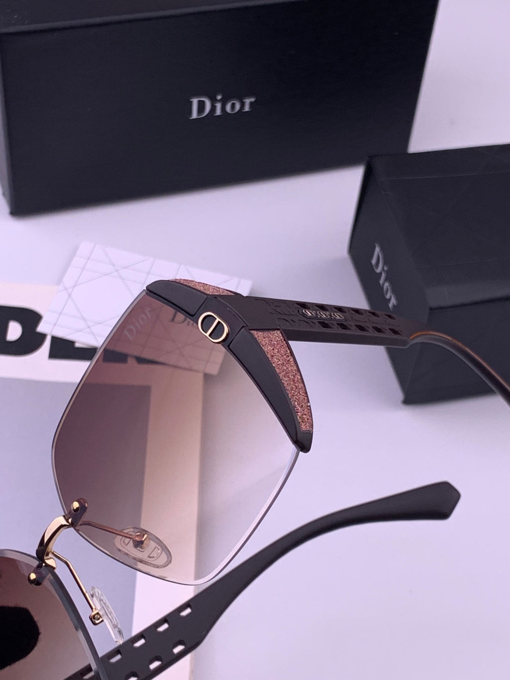 Dior CD5296 Square Gold Lens Sunglasses for Women - 431700 - detail image 3