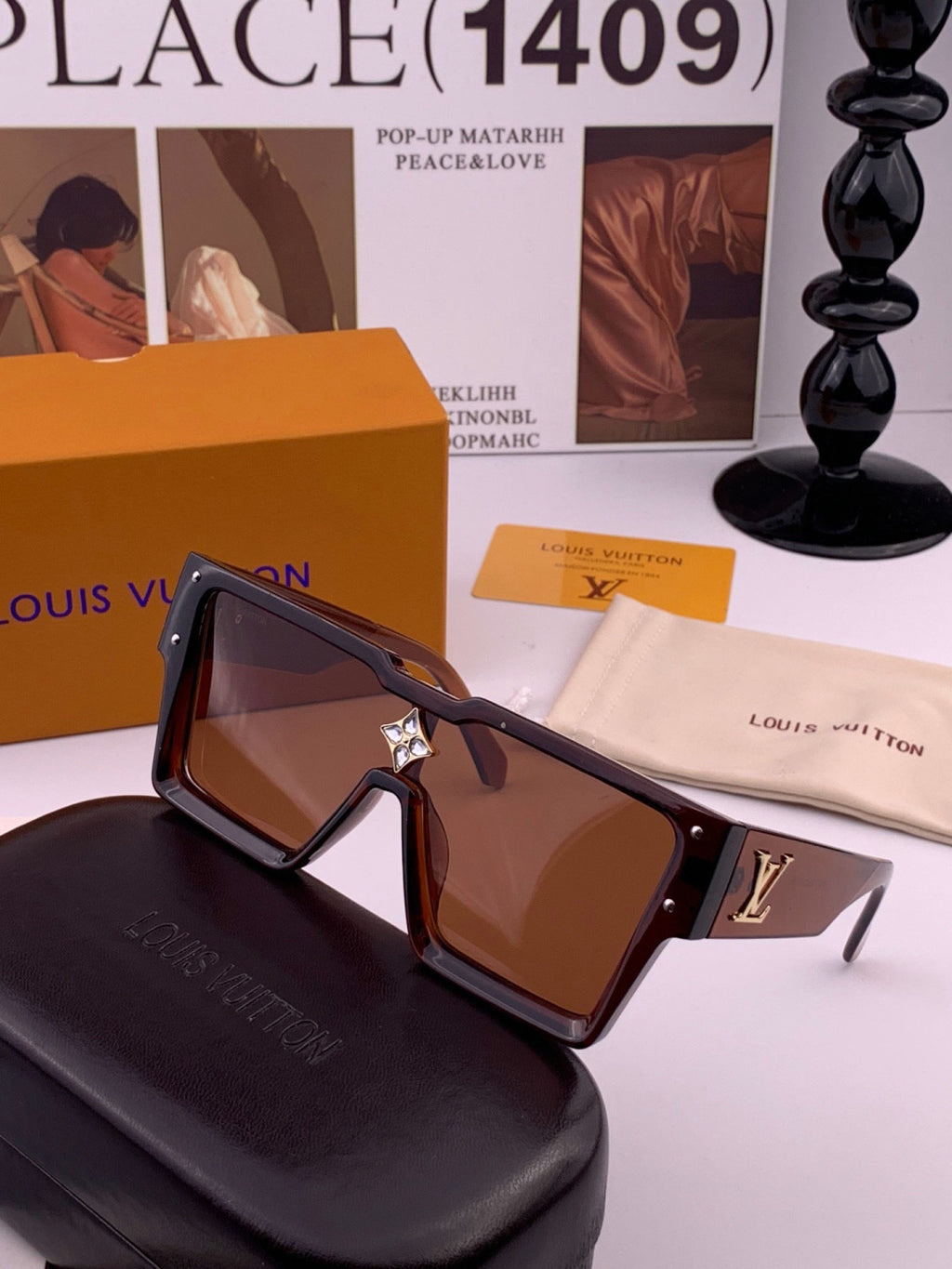 Louis Vuitton L7600 Square Black Lens Sunglasses for Women - 431171 - detail image 2