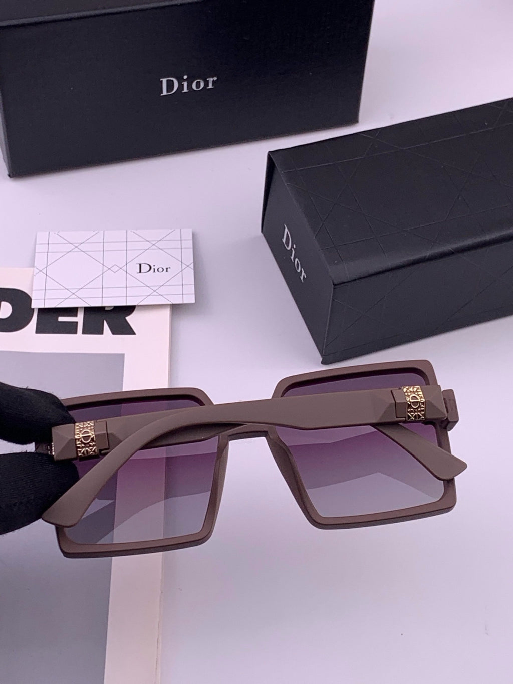Dior CD9781 Polarized Square Black Lens Sunglasses for Women - detail image 5