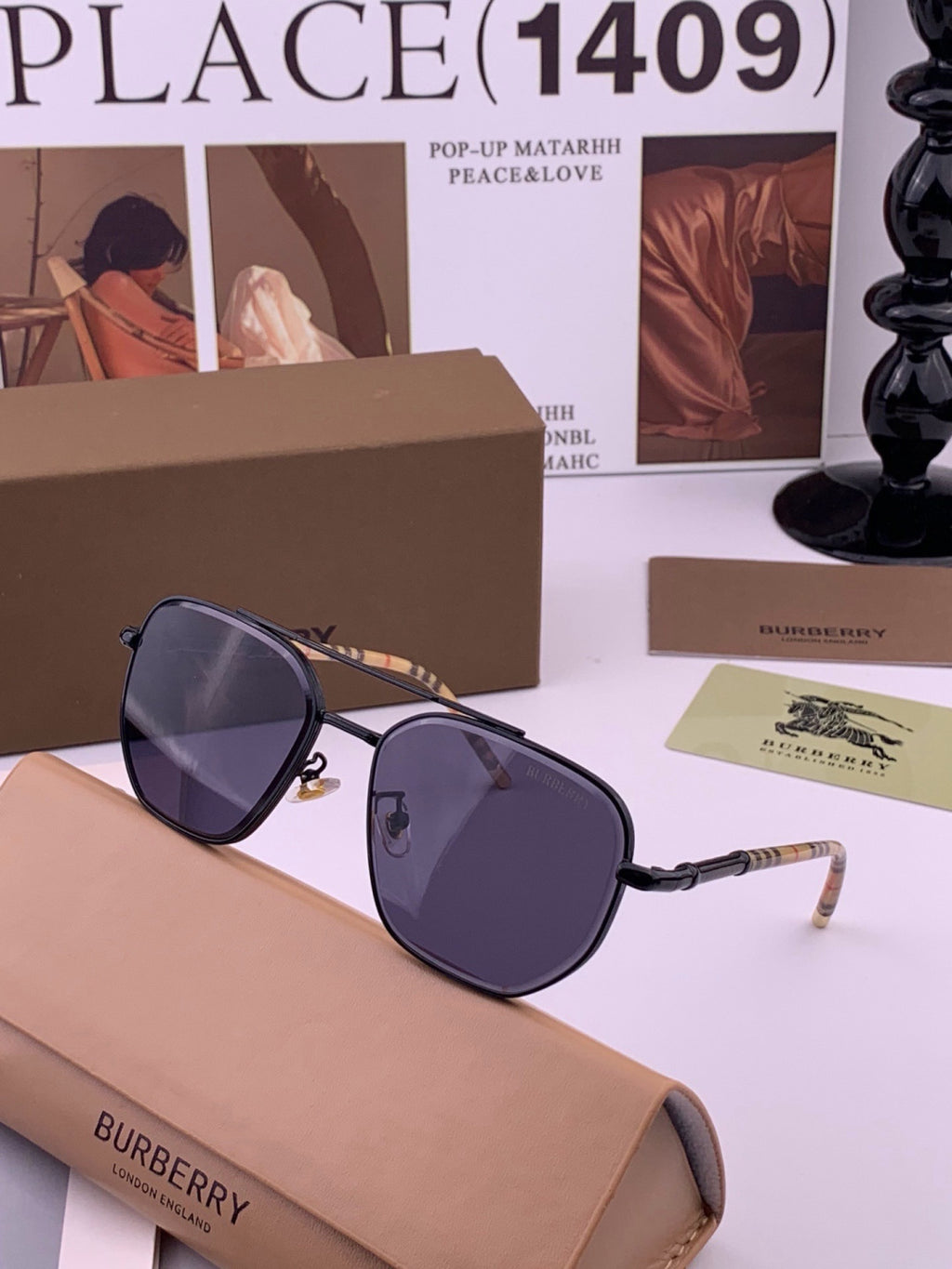 Burberry B938 Aviator Blue Lens Sunglasses for Men - 449592 - detail image 2