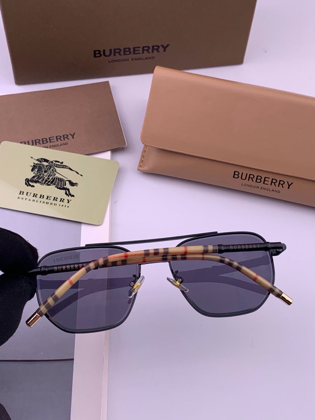 Burberry B938 Aviator Blue Lens Sunglasses for Men - 449592 - detail image 4