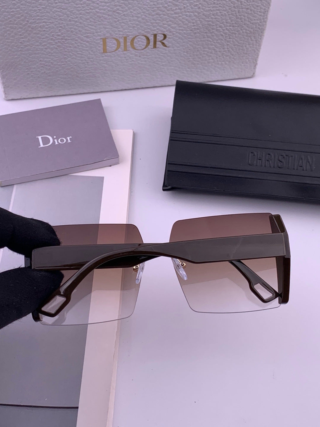 Dior CD2233 Lightweight Metal Rimless Gold Lens Sunglasses for Women - 449101 - detail image 4