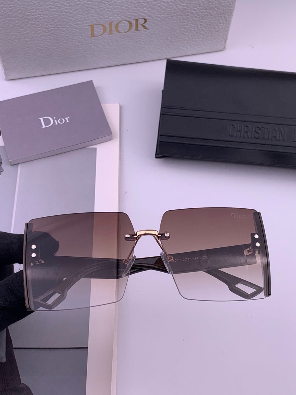 Dior CD2233 Lightweight Metal Rimless Gold Lens Sunglasses for Women - 449101